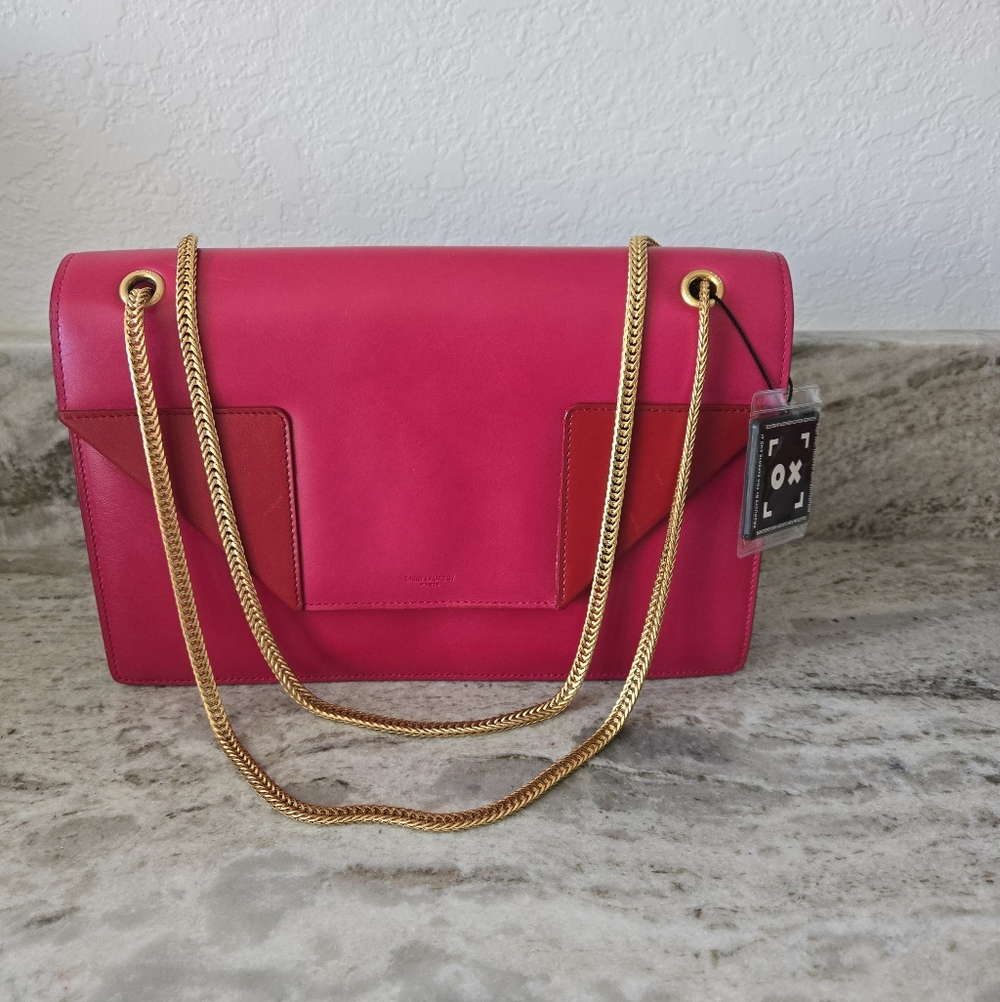 Nice Authentic YSL Yves Sainy Laurent Hot Pink/Red Shoulder Crossbody Bag